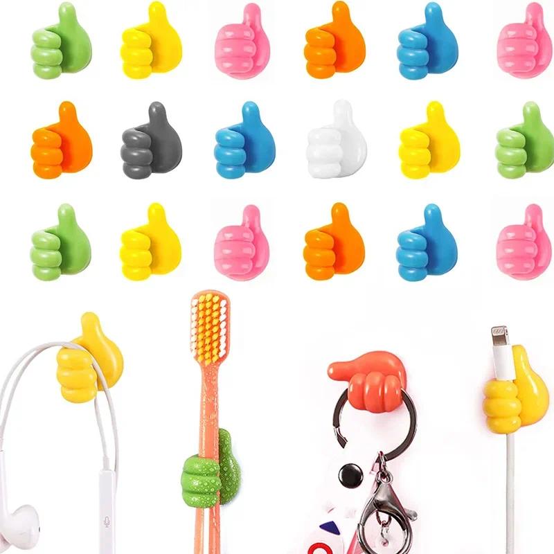 Lot de 10 crochets muraux en silicone auto-adhésifs pour câbles, crochets pour clés, crochets de rangement muraux multifonctions