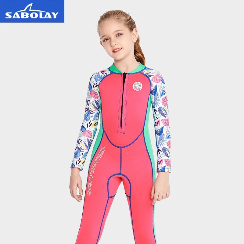 Kids 2mm Neoprene Wetsuit Snorkeling Diving Surfing Swimming UV Protection Full Body Suit