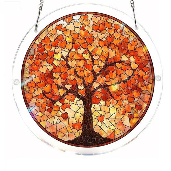 Stained Glass Style Puzzle Suncatcher, DIY Acrylic Jigsaw Puzzle for Adult, Colorful Window Hanging Ornaments for Home Garden Decor