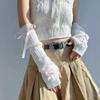 1pair Female  Fashion Arm Warmers Bowknot Soft Knitted Gloves Women Girl Half Finger Mittens Solid Color Thicken Arm Sleeves