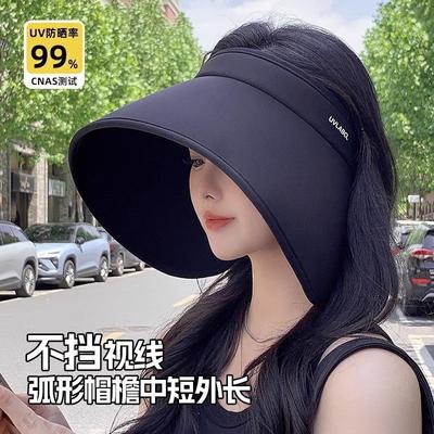 Wrap-around Full Face Sunscreen Hat Women's Summer Big Brim Empty Top Sun Hat Cycling UV Protection Ice Silk Sun Hat