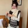 Fair Island Style Jacquard Knitted Scarf Women's Autumn and Winter Korean Warm Versatile High-end Couple Shawl Scarf Tide