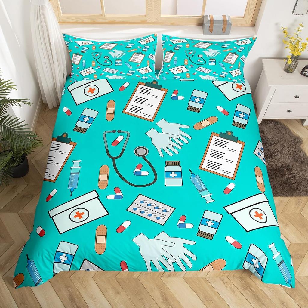 Duvet Covers For Want To Be Doctors Kids Teens Queen King Size Lightweight Down Room Decor 2 Pillowcases 1 Duvet Cover No Quilt