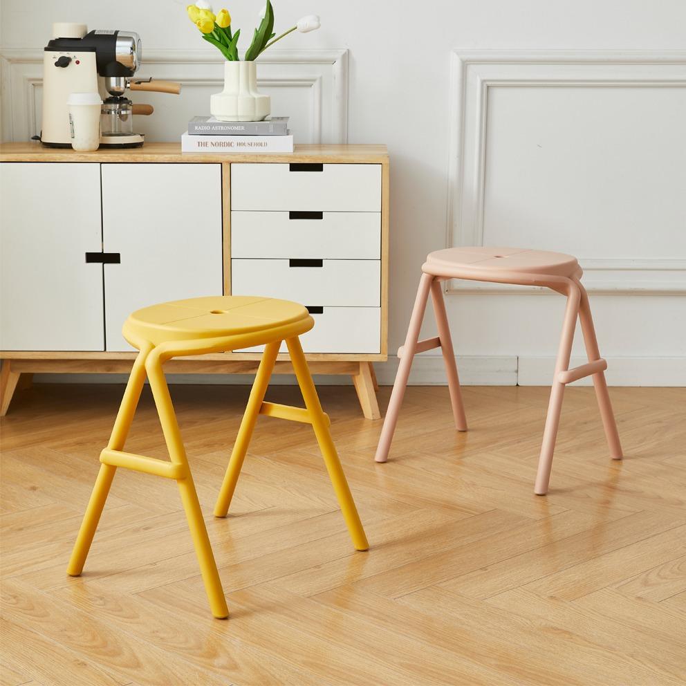 Nordic Plastic Stools Thickened Dining Stackable Stool Hallway Ottoman Footrest Folding Stool Bathroom Stool Shower