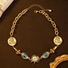 Vintage Devil Eye Necklace Schiaparelli Style Retro Nose Pendant Sweater Chain
