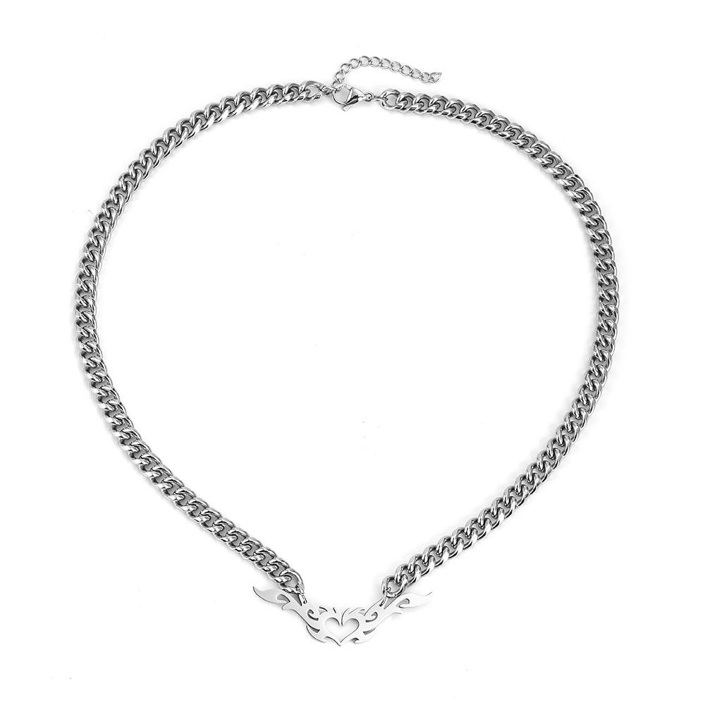 

Мужское трендовое европейско-американское ожерелье с крыльями сердца - Толстая кубинская цепь, Невыцветающая титановая сталь, Дизайн высокой моды