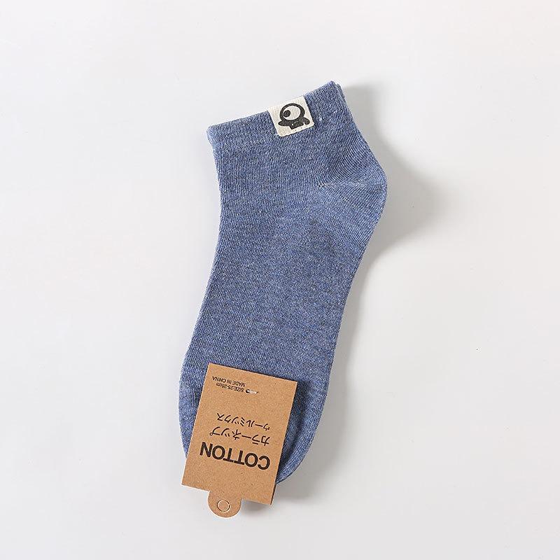 Men Spring and Summer New Retro Cotton Heel Cloth Paste Anti Drop with Solid Color Boat Socks