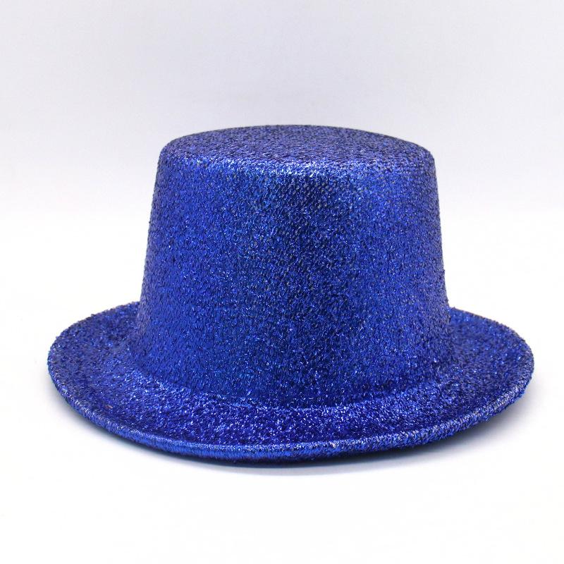 Party Carnival Golden Silk Flat Top Woolen Hat Top Hat Men'S And Women'S Party Festival Sequins Stage Performance Hat
