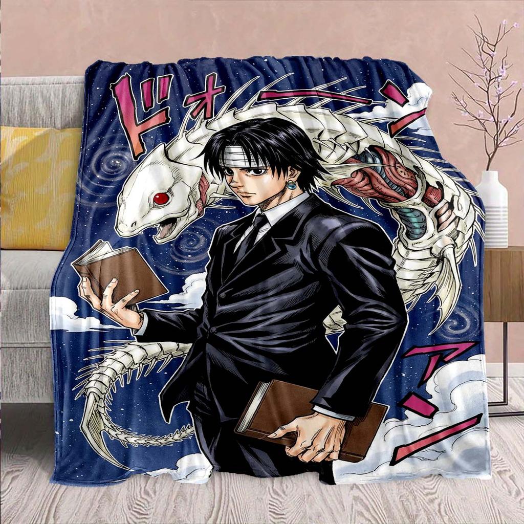 Hunter x Hunter Anime Flannel Blanket – Soft & Warm – Perfect for Sofa, Bedding, Camping, Travel, Office, & Home Decor – QJY