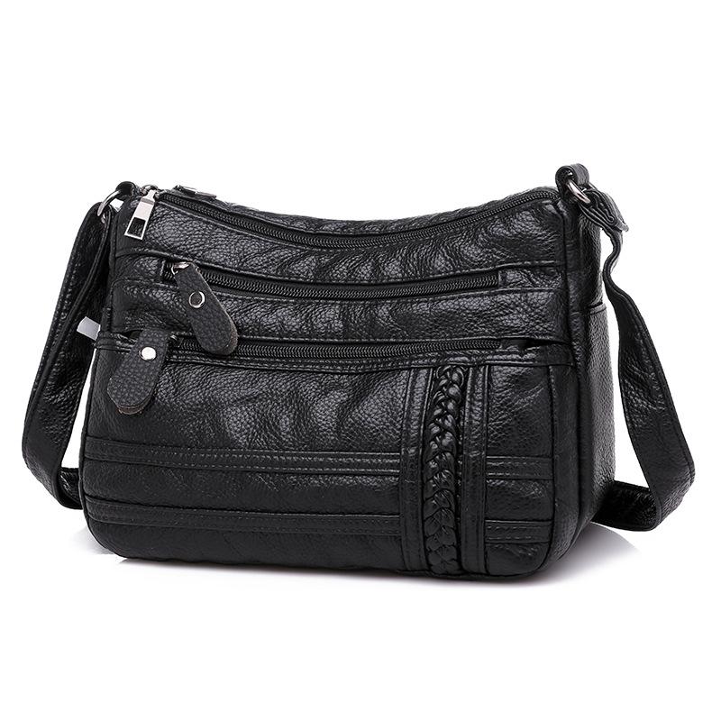 

Women s new soft leather small square bag Women s messenger bag Middle-aged shoulder bag Mom bag Washed leather women s bag Large capacity