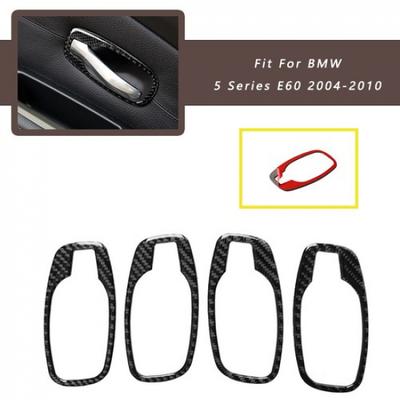 New Carbon Fiber Door Handle Bowl Frame Cover Trim For BMW E60 5series 2006-2010