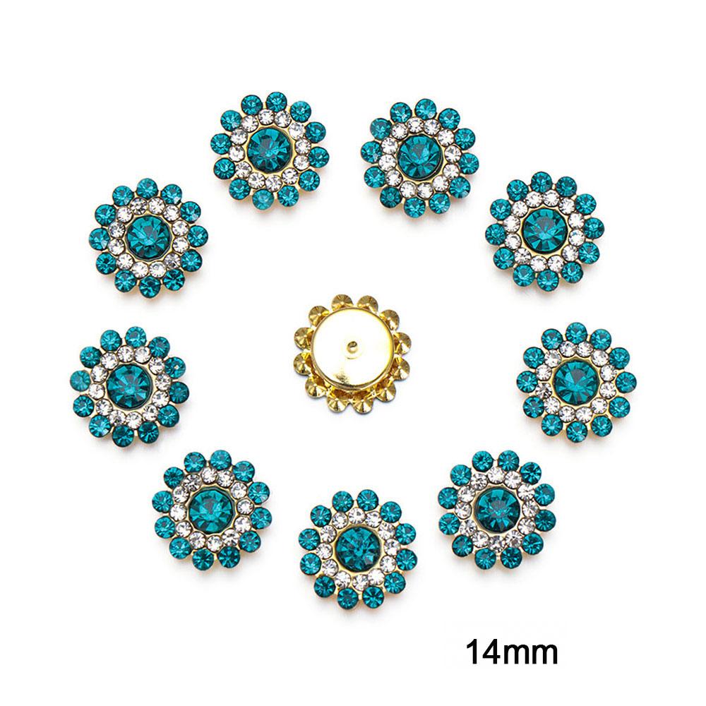 10PCS 16mm Rhinestone Snowflake Buttons DIY Craft Flatback Plating Pearl Buckle Clothing Decoration Hairpin Accessories
