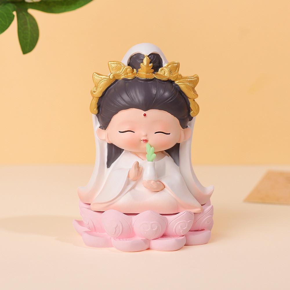 Buddhist Blessing Resin Figurine With Lotus Base For Home Decor And Giftgiving