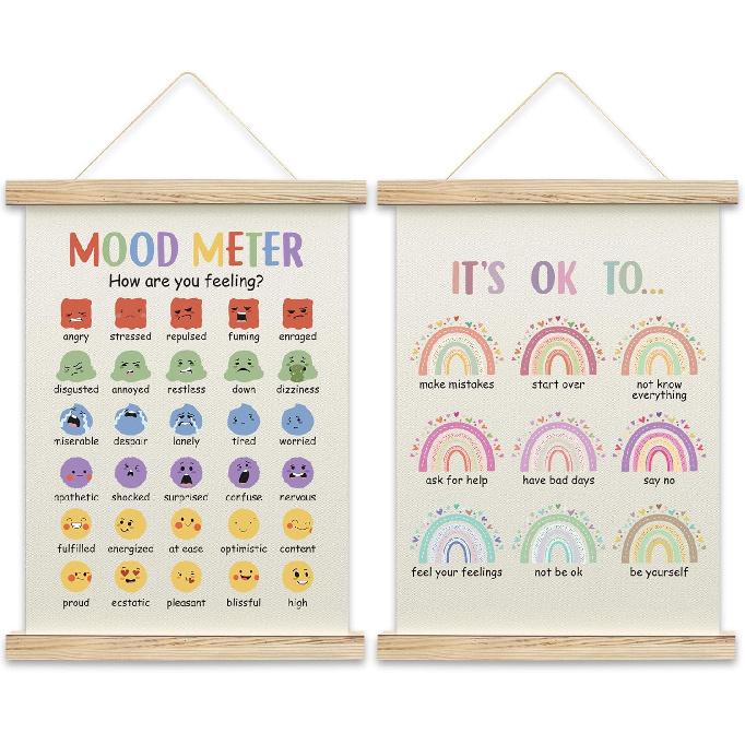 QUDNCR Alphabet Chart And Number Poster Hanger Frame, Educational Wall Art For Classroom Homeschool, Learning Posters For Kids Toddlers, Nursery