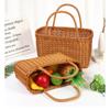 Japanese Hand Woven Picnic Basket Imitation Rattan Large Shopping Baskets Fruit Vegetable Storage Basket With Handle