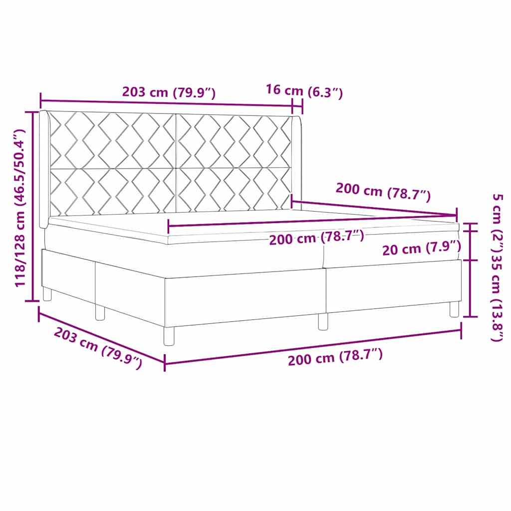 Box Spring Bed with Mattress and Headboard Blue 200 x 200 cm Velvet