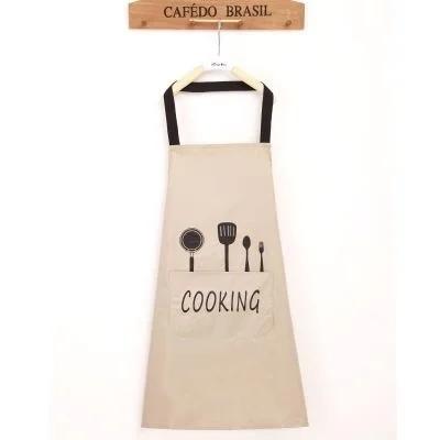 Apron Knife and Fork Print Short Adult Water and Oil Proof Apron Kitchen Restaurant Cooking Aprons with Pocket