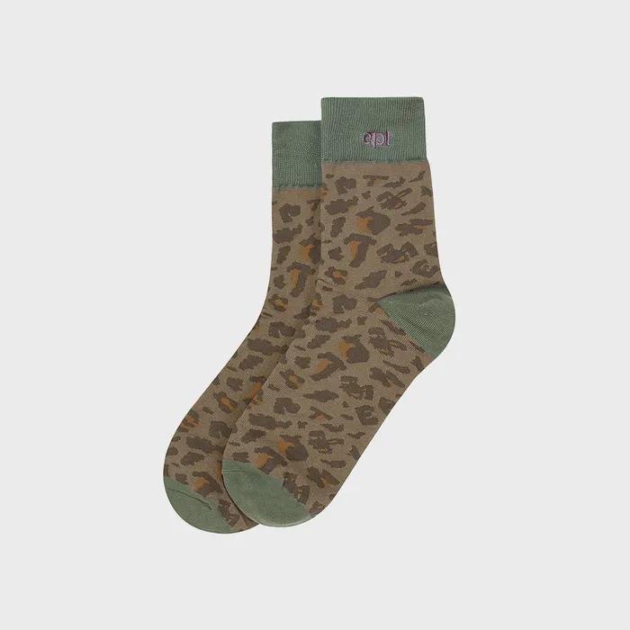 L'OBTU LEOPARD SOCKS (KHAKI)