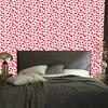 Hearts Wallpaper Coral, White and Red 50x1000