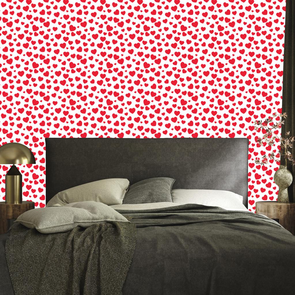 Hearts Wallpaper Coral, White and Red 50x1000