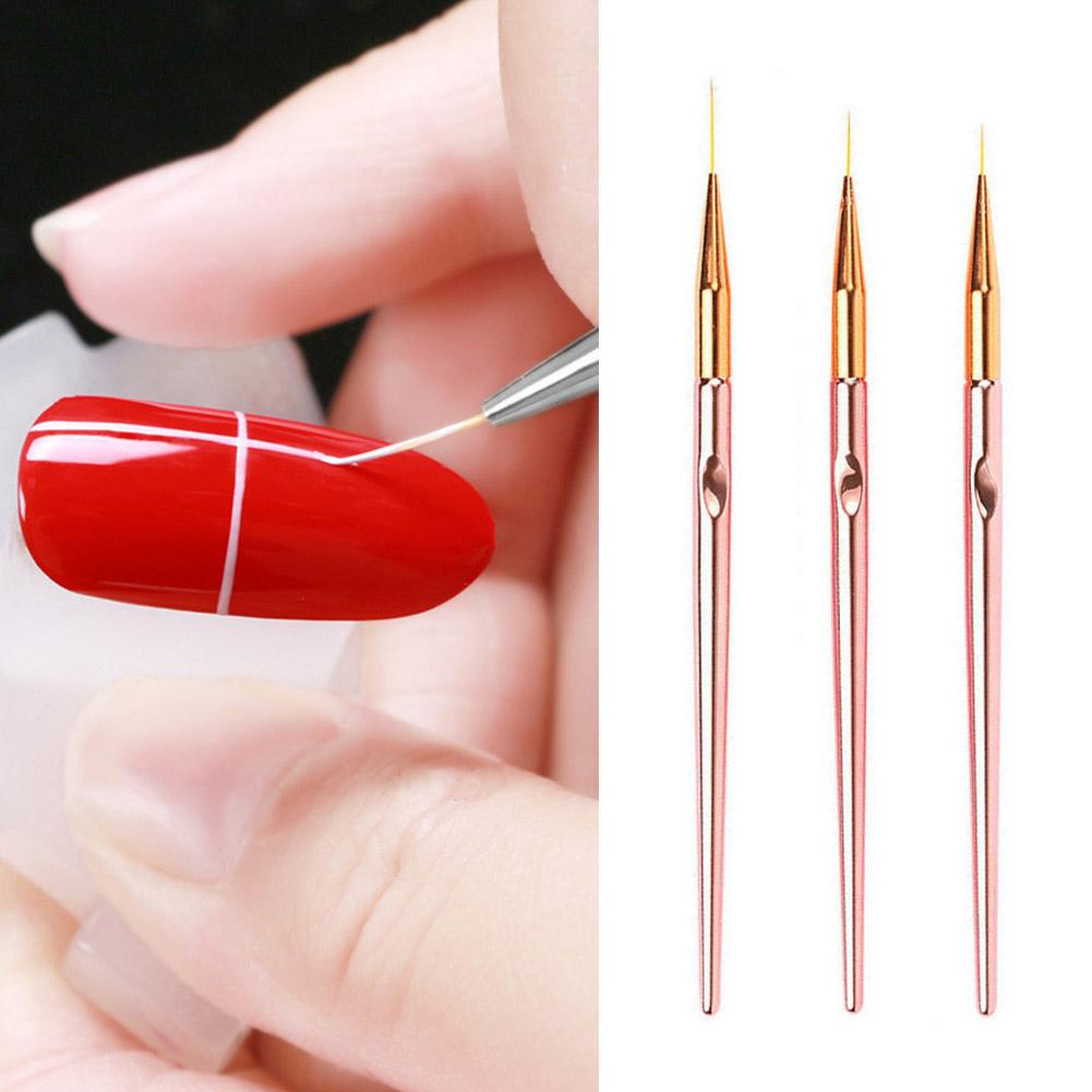 3pcs/Set French Stripe Nail Art Line Painting Pen 3D Tips Manicure Slim Line Drawing Pen UV Gel Brushes Painting Tools