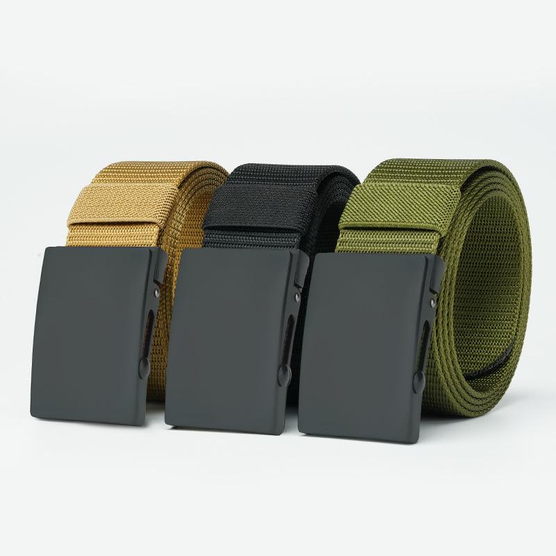 Men's Belt, Wearing Toothless Automatic Buckle Nylon Belt, Men's Canvas Outdoor Casual Sports Trousers Belt