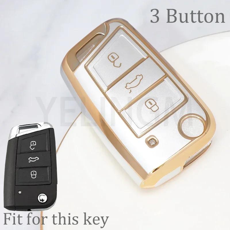 TPU Car Shell Fob Key Case Full Cover For VW Volkswagen Golf 7 MK7 Tiguan MK2 For SEAT Ateca Leon FR 2 Ibiza For Skoda Octavia