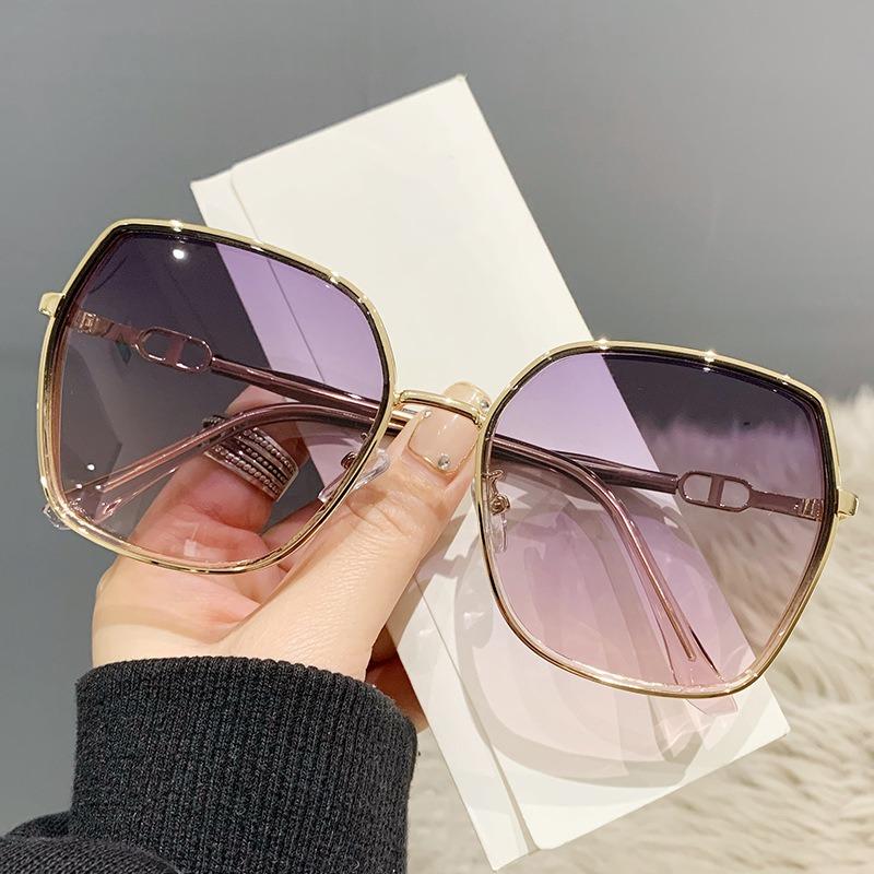 Korean Style Metal Frame Glasses Salamin Sunglasses for Women Square Sunglasses UV Protection