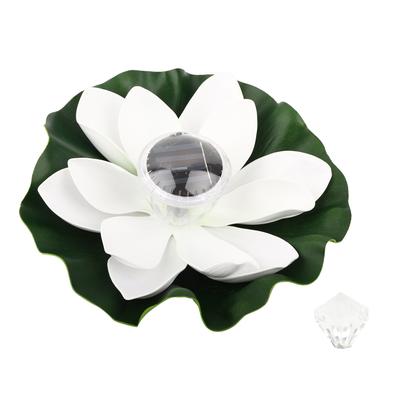 Wasserdichte Solarbetriebene LED Farbwechselnde Lotusblume Schwimmende Lampe Garten Bunt Weiß