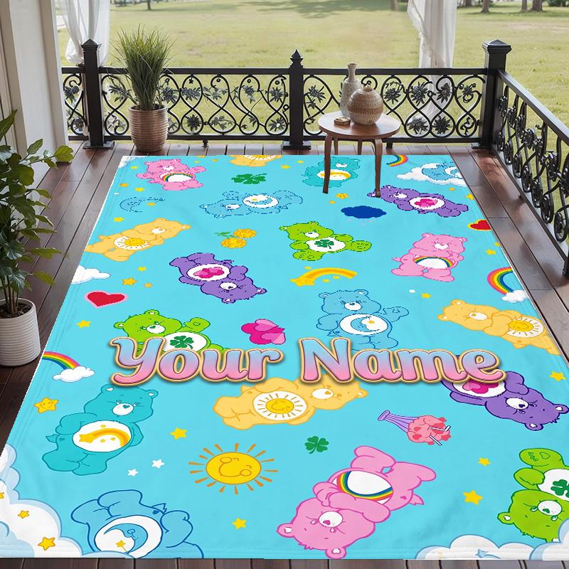 Custom Text Care Bears Pattern Floor Rug Soft Indoor Carpet Mat Living Room Bedroom