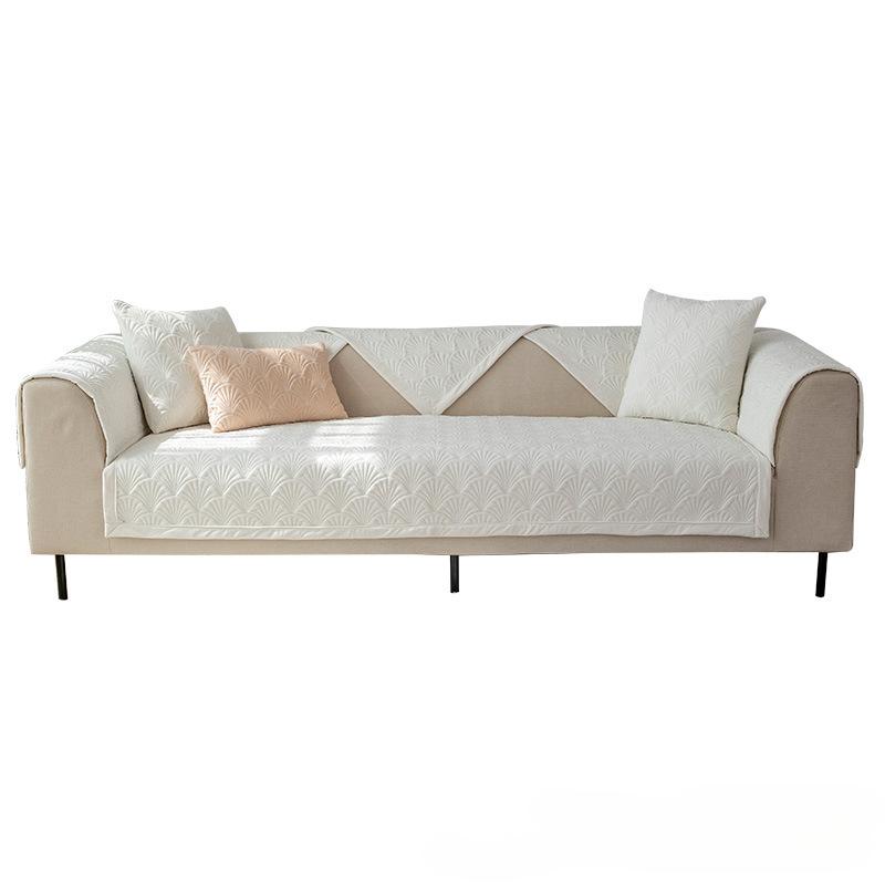 Four Seasons Universal Non-Slip Winter Plush Thickened Solid Color Sofa Cushion Nordic Simple Sofa Cover Slipcover