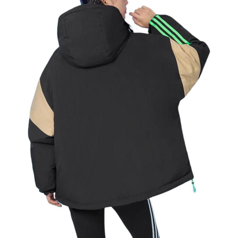adidas Originals Color Block Warm Multi Pocket Sports Hooded Down Jacket Women Jacket Black H64176