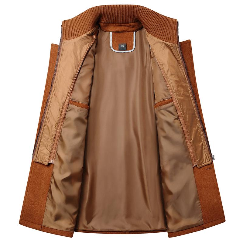 Men's Winter Wool Coat - Double Collar, Mid-Length for Middle-Aged and Elderly