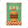 Dad's BBQ Party Metal Tin Plaque Retro Tin Signs Barbecue Rules Slogan Plate Vintage Grill Poster Yard Garden Kitchen Wall Decor
