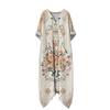 Luźna Sukienka Kaftan z Dekoltem V i Kwiatowym Wzorem z Kieszeniami Długi Rękaw Codzienna Sukienka Maxi dla Kobiet Wygodny Design