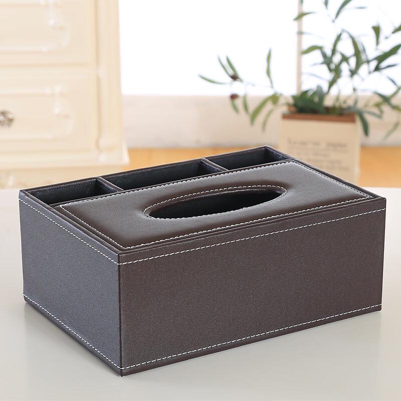 Leather Multi-functional Desk Organizer with Tissue Box