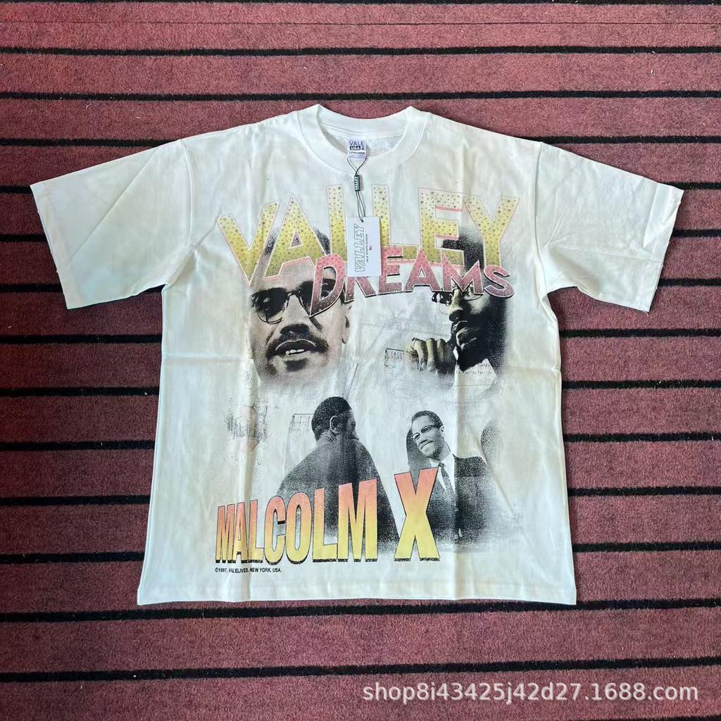 2025 Amerikanische trendige Marke Vall gewaschen alt bedrucktes kurzärmeliges Hip-Hop lockeres Streetwear-T-Shirt für Männer und Frauen