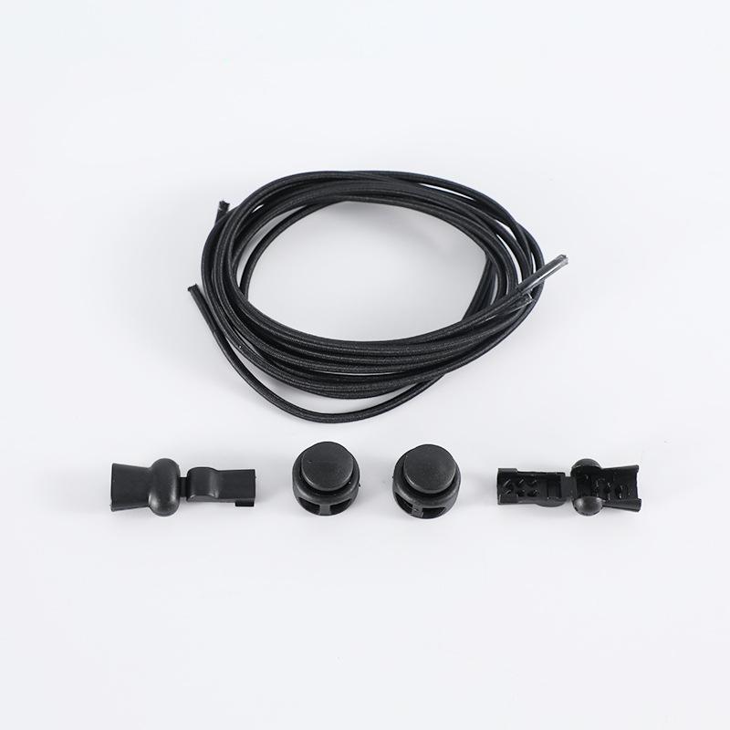 

1 пара шнурків унісекс із застібками для ледачих взуття та безпечними еластичними шнурками для кросівок Спортивні шнурки чорний