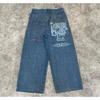 Hohe Taille Weites Bein Jeans Herren Streetwear Hip Hop Vintage Lockere Passform Gerader Schnitt Herbst