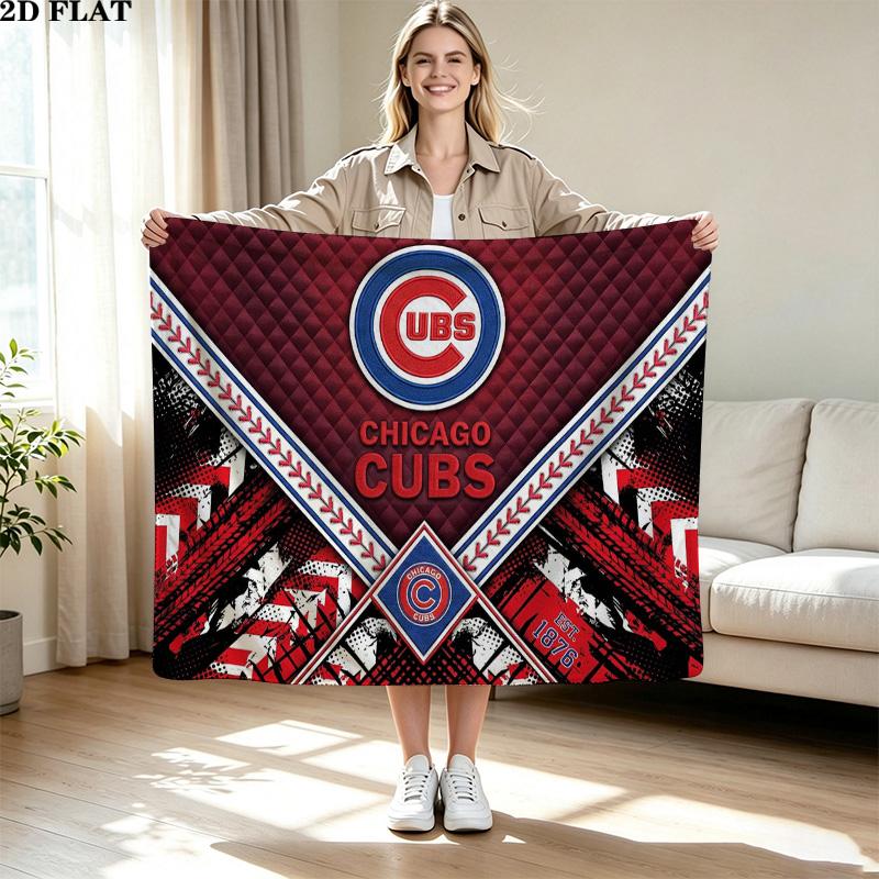 Chicago Cubs Print Flannel Blanket High Quality Warm Comfortable Cover for All Seasons Perfect for Gifts Home Decor