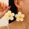 Summer Flower Starfish Dangle Earrings Women Handmade Raffia Dopamine Vacation Style Exaggerated Boho Beach Accessories