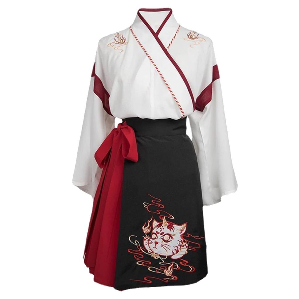 Strój japońskiej kapłanki marzeń, japoński strój szkolny kapłanki, [LanBuff] Kostium, Cosplay, Kokarda, Damski, Luźny, Uroczy, Ubrania, Styl, Halloween,