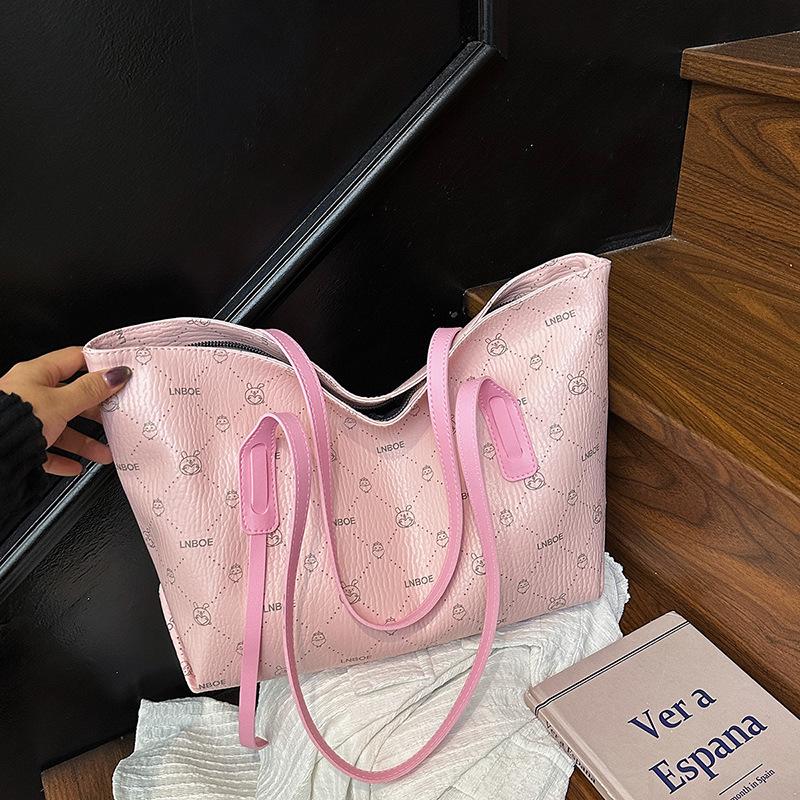 2025 Summer New Fashion Bag Large Capacity Casual Simple Tote Bag High Value Solid Color High Value Women's Bag