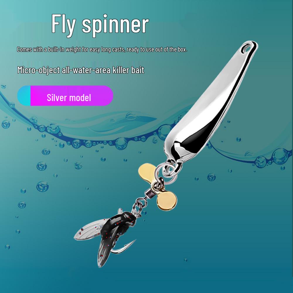 Lure Long Cast Propeller Spinner Soft Bait Fly Hook for Bass and Whitefish Fishing.