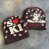 Acrylic Knit Hat With Cat And Letter Jacquard Design For Women Men In Autumn And Winter