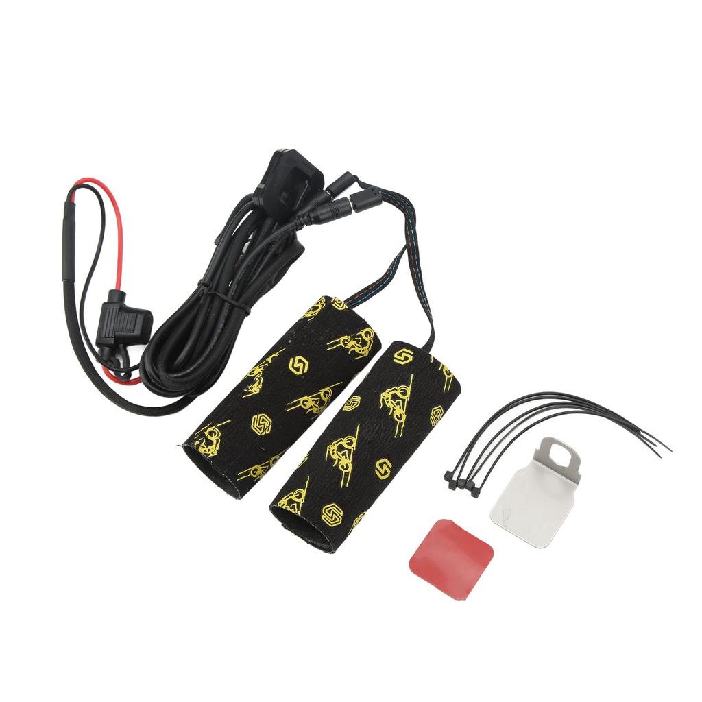2 buc. Mânere încălzite pentru motocicletă, IP67 Impermeabile, Fixare cu cârlig și buclă, 3 setări de temperatură, DC 12V