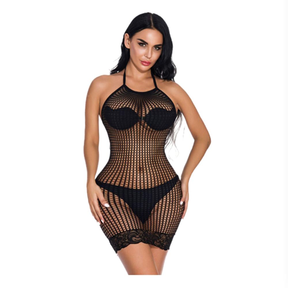 Women Dress Sheer Mesh Halter Sleeveless Beach Cover Up, Sexy See-Through Fishnet Dress, Solid Bodycon For Summer Beach Party