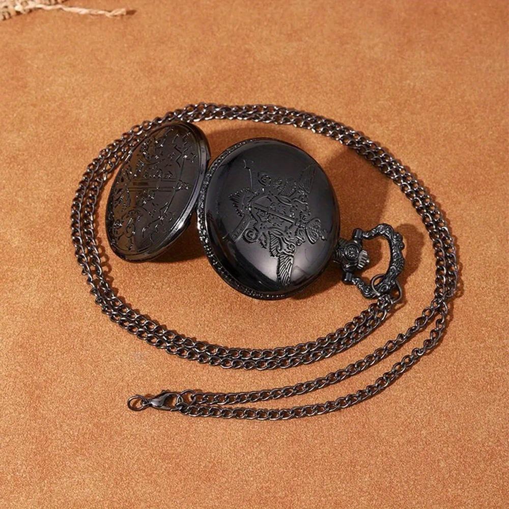 Men's Chain Black Quartz Pocket Watch + Box Gifts for Men