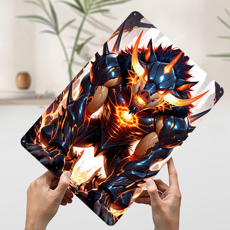 

Armored Boar Warrior Metal Poster Customized Wall Art Retro Vintage Tinplate Signs for Decoration Garage Decorations Coffee Bar 7.9x11.8In(20x30cm)