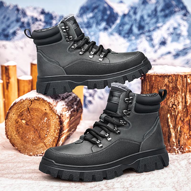 High Top Casual Walking Shoes for Men Outdoor Anti-Slip Ankle Boots Thick Sole Men Motocross Boots New Fashion Male Basic Boots